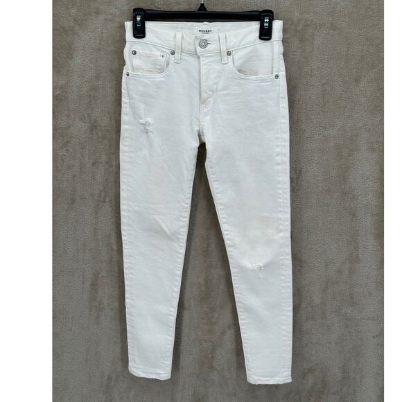 Moussy Jeans Women 24 Cream Velma Distressed Skinny Cotton Summer Festival Japan - Picture 1 of 16